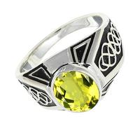 SILVERTROVE Lemon Quartz Lab Grown Gemstone 925 Sterling Silver Band Ring Men & Women All Size Gift Item Handmade Jewelry CRG1170BA_5_(K)