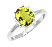 SILVERTROVE Lemon Quartz Lab Grown Gemstone Ring Men & Women All Size Silver Plated Band Ring Gift Item Handmade Jewelry CRG1255BA_8_(L 1/2)