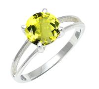 SILVERTROVE Lemon Quartz Lab Grown Gemstone Ring Men & Women Bandring All Size Gift Item Silver Plated Brass Handmade Jewelry CRG1258BA_25_(U)