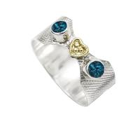 SILVERTROVE London Blue Topaz Lab Grown Gemstone 925 Sterling Silver And Brass Men Women Stone Band Ring All Size Handmade Jewelry CRG1096AT_2_(I)