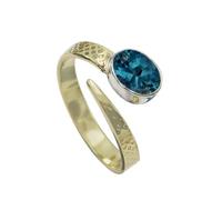 SILVERTROVE London Blue Topaz Lab Grown Gemstone 925 Sterling Silver And Brass Men Women Stone Band Ring All Size Handmade Jewelry CRG1093AT_2_(I)