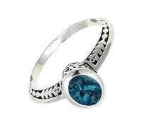 SILVERTROVE London Blue Topaz Lab Grown Gemstone 925 Sterling Silver Band Ring Men & Women All Size Gift Item Handmade Jewelry CRG1146AT_9_(M)