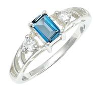 SILVERTROVE London Blue Topaz Lab Grown Gemstone Ring Men & Women All Size Silver Plated Band Ring Gift Item Handmade Jewelry CRG1248AT_7_(L)