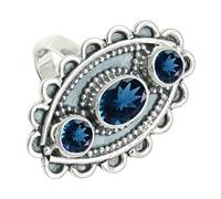SILVERTROVE London Blue Topaz Lab Grown Gemstone Ring Men & Women Bandring All Size Gift Item Silver Plated Handmade Jewelry CRG1274AT_14_(O 1/2)