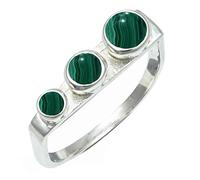 SILVERTROVE Malachite Gemstone Men & Women Band Ring All Size Silver Plated Gift Item Handmade Jewelry CRG1265CB_12_(N 1/2)