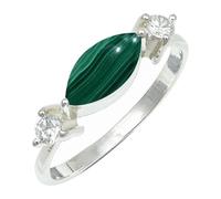 SILVERTROVE Malachite Gemstone Men & Women Band Ring All Size Silver Plated Gift Item Handmade Jewelry CRG1249CB_12_(N 1/2)