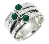SILVERTROVE Malachite Gemstone Silver Plated Band Ring Men & Women All Size Gift Item Handmade Jewelry CRG1269CB_12_(N 1/2)