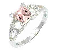 SILVERTROVE Morganite Lab Grown Gemstone Men & Women Band Ring All Size Silver Plated Gift Item Handmade Jewelry CRG1247BC_8_(L 1/2)