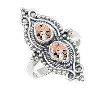 SILVERTROVE Morganite Lab Grown Gemstone Men & Women Band Ring All Size Silver Plated Gift Item Handmade Jewelry CRG1273BC_8_(L 1/2)
