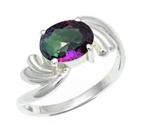 SILVERTROVE Mystic Topaz Gemstone Ring Men & Women All Size Silver Plated Band Ring Gift Item Handmade Jewelry CRG1259AG_14_(O 1/2)