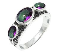 SILVERTROVE Mystic Topaz Gemstone Ring Men & Women Bandring All Size Gift Item Silver Plated Handmade Jewelry CRG1262AG_24_(T 1/2)
