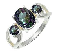 SILVERTROVE Mystic Topaz Gemstone Silver Plated Band Ring Men & Women All Size Gift Item Handmade Jewelry CRG1264AG_4_(J 1/2)