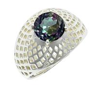 SILVERTROVE Mystic Topaz Gemstone Silver Plated Band Ring Men & Women All Size Gift Item Handmade Jewelry CRG1256AG_5_(K)