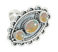 SILVERTROVE Opal Gemstone Men & Women Band Ring All Size Gift Item Silver Plated Ring Handmade Jewelry CRG1274BE_14_(O 1/2)