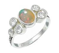 SILVERTROVE Opal Gemstone Men & Women Band Ring All Size Gift Item Silver Plated Ring Handmade Jewelry CRG1261BE_19_(R)
