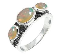 SILVERTROVE Opal Gemstone Men & Women Band Ring All Size Silver Plated Gift Item Handmade Jewelry CRG1262BE_19_(R)