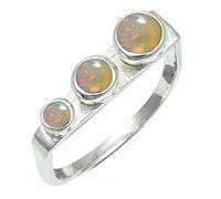 SILVERTROVE Opal Gemstone Ring Men & Women Bandring All Size Gift Item Silver Plated Handmade Jewelry CRG1265BE_19_(R)