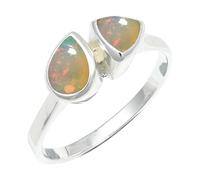 SILVERTROVE Opal Gemstone Ring Men & Women Bandring All Size Gift Item Silver Plated Handmade Jewelry CRG1260BE_14_(O 1/2)