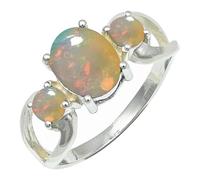 SILVERTROVE Opal Gemstone Silver Plated Band Ring Men & Women All Size Gift Item Handmade Jewelry CRG1264BE_13_(O)