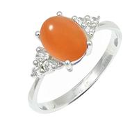 SILVERTROVE Peach Moonstone Gemstone Ring Men & Women All Size 925 Sterling Silver Band Ring Gift Item Handmade Jewelry CRG1246BR_5_(K)