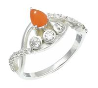 SILVERTROVE Peach Moonstone Gemstone Ring Men & Women All Size Silver Plated Band Ring Gift Item Handmade Jewelry CRG1253BR_5_(K)