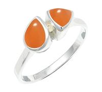 SILVERTROVE Peach Moonstone Gemstone Ring Men & Women All Size Silver Plated Band Ring Gift Item Handmade Jewelry CRG1260BR_5_(K)