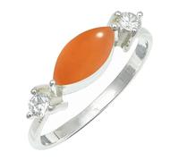 SILVERTROVE Peach Moonstone Gemstone Ring Men & Women Bandring All Size Gift Item 925 Sterling Silver Handmade Jewelry CRG1249BR_5_(K)