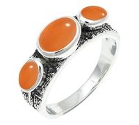 SILVERTROVE Peach Moonstone Gemstone Silver Plated Band Ring Men & Women All Size Gift Item Handmade Jewelry CRG1262BR_5_(K)