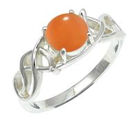 SILVERTROVE Peach Moonstone Gemstone Silver Plated Band Ring Men & Women All Size Gift Item Handmade Jewelry CRG1257BR_5_(K)