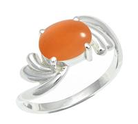 SILVERTROVE Peach Moonstone Gemstone Silver Plated Band Ring Men & Women All Size Gift Item Handmade Jewelry CRG1259BR_5_(K)