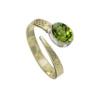 SILVERTROVE Peridot Gemstone 925 Sterling Silver And Brass Men Women Stone Band Ring All Size Handmade Jewelry CRG1093AJ_26_(U 1/2)