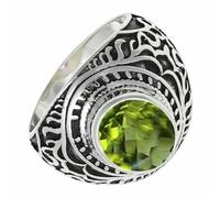 SILVERTROVE Peridot Gemstone 925 Sterling Silver Band Ring Men & Women All Size Gift Item Handmade Jewelry CRG1219AJ_32_(X 1/2)