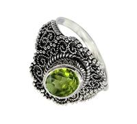 SILVERTROVE Peridot Gemstone Ring Men & Women Bandring All Size Gift Item 925 Sterling Silver Handmade Jewelry CRG1137AJ_13_(O)