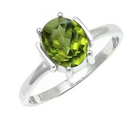 SILVERTROVE Peridot Lab Grown Gemstone Men & Women Band Ring All Size Silver Plated Gift Item Handmade Jewelry CRG1255AJ_7_(L)