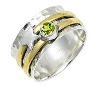 SILVERTROVE Peridot Lab Grown Gemstone Ring Men & Women All Size Silver Plated Band Ring Gift Item Handmade Jewelry CRG1266AJ_8_(L 1/2)