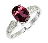 SILVERTROVE Pink Tourmaline Lab Grown Gemstone Ring Men & Women Bandring All Size Gift Item Silver Plated Handmade Jewelry CRG1250AR_8_(L 1/2)
