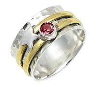 SILVERTROVE Pink Tourmaline Lab Grown Gemstone Ring Men & Women Bandring All Size Gift Item Silver Plated Handmade Jewelry CRG1266AR_8_(L 1/2)