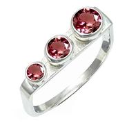SILVERTROVE Pink Tourmaline Lab Grown Gemstone Silver Plated Band Ring Men & Women All Size Gift Item Handmade Jewelry CRG1265AR_8_(L 1/2)
