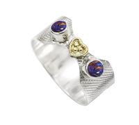 SILVERTROVE Purple Copper Turquoise Gemstone 925 Sterling Silver And Brass Men Women Stone Band Ring All Size Handmade Jewelry CRG1096BK_7_(L)