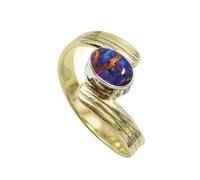 SILVERTROVE Purple Copper Turquoise Gemstone 925 Sterling Silver And Brass Men Women Stone Band Ring All Size Handmade Jewelry CRG1095BK_8_(L 1/2)