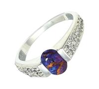 SILVERTROVE Purple Copper Turquoise Gemstone 925 Sterling Silver Band Ring Men & Women All Size Gift Item Handmade Jewelry CRG1168BK_8_(L 1/2)