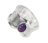 SILVERTROVE Purple Copper Turquoise Gemstone 925 Sterling Silver Band Ring Men & Women All Size Gift Item Handmade Jewelry CRG1100BK_8_(L 1/2)