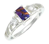 SILVERTROVE Purple Copper Turquoise Gemstone 925 Sterling Silver Band Ring Men & Women All Size Gift Item Handmade Jewelry CRG1248BK_8_(L 1/2)
