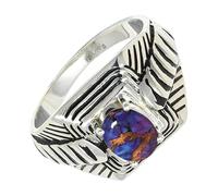SILVERTROVE Purple Copper Turquoise Gemstone Men & Women Band Ring All Size 925 Sterling Silver Gift Item Handmade Jewelry CRG1169BK_7_(L)