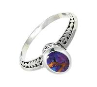 SILVERTROVE Purple Copper Turquoise Gemstone Men & Women Band Ring All Size Gift Item 925 Sterling Silver Ring Handmade Jewelry CRG1146BK_7_(L)