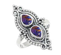 SILVERTROVE Purple Copper Turquoise Gemstone Men & Women Band Ring All Size Gift Item Silver Plated Ring Handmade Jewelry CRG1273BK_8_(L 1/2)