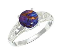 SILVERTROVE Purple Copper Turquoise Gemstone Men & Women Band Ring All Size Gift Item Silver Plated Ring Handmade Jewelry CRG1254BK_7_(L)