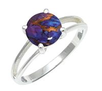 SILVERTROVE Purple Copper Turquoise Gemstone Men & Women Band Ring All Size Silver Plated Brass Gift Item Handmade Jewelry CRG1258BK_8_(L 1/2)