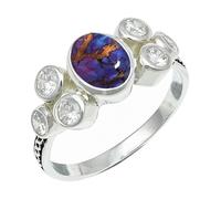 SILVERTROVE Purple Copper Turquoise Gemstone Men & Women Band Ring All Size Silver Plated Gift Item Handmade Jewelry CRG1261BK_8_(L 1/2)