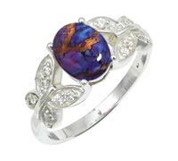 SILVERTROVE Purple Copper Turquoise Gemstone Men & Women Band Ring All Size Silver Plated Gift Item Handmade Jewelry CRG1251BK_7_(L)